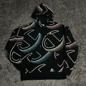 Champion Classic Fleece L Hoodie Big Shadow C Mix Multicolor Logo Black